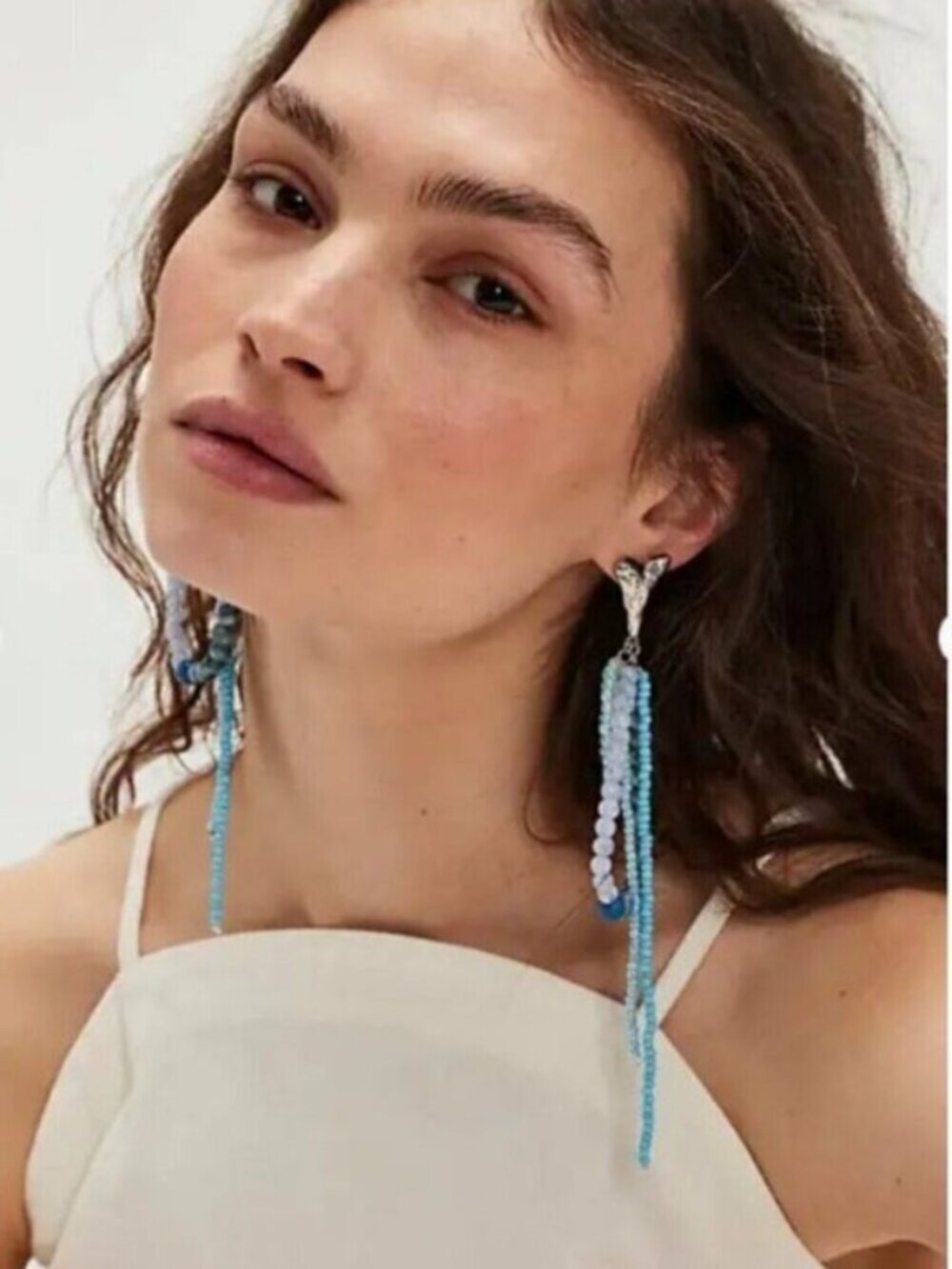 FREE PEOPLE Reese Dangle Earrings in Mixed Sky Blue NWOT